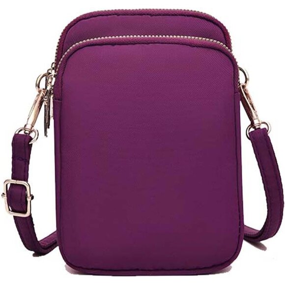 Women's Purple 3 Small Crossbody Waterproof Nylon Purse Mini Shoulder Travel Bag - Picture 1 of 7